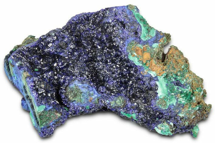Sparkling Azurite Crystals with Fibrous Malachite - China #350788